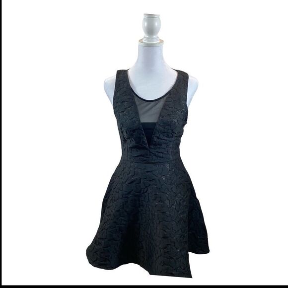 Homemade Black Fit and Flare V Neck and Back Midi Length Party Dress Size 2 - Picture 4 of 16